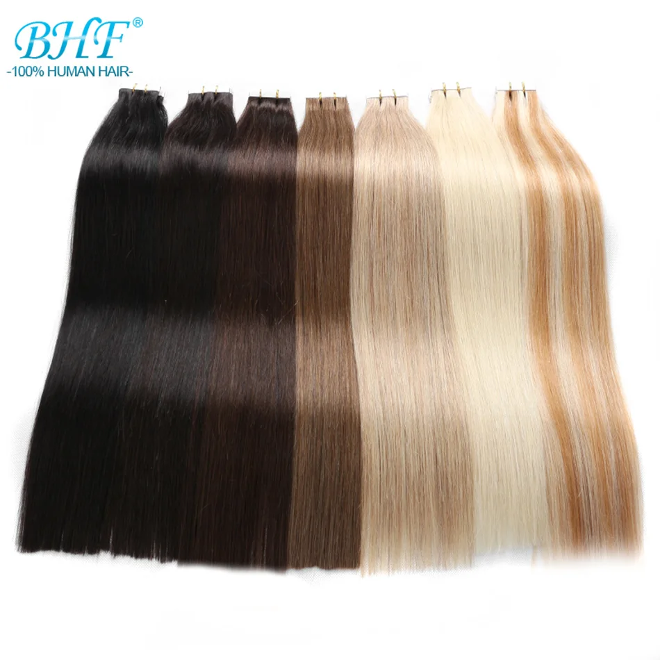

BHF Tape In Human Hair Extensions 100% Human Remy Hair 20pcs straight Tape on Hair Skin Weft extension