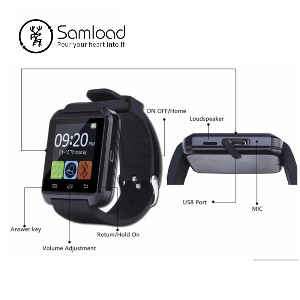 Smartwatch Bluetooth Smart Watch U8 WristWatch digital sport watches for IOS Android Samsung phone Wearable Electronic Device