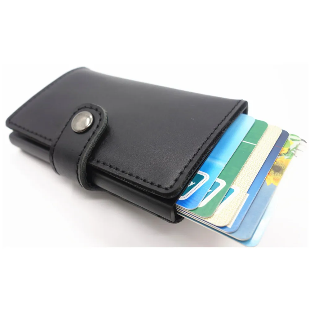 Mini Leather Men Wallet Aluminum Card&ID holders Slim RFID Wallet Pop ...