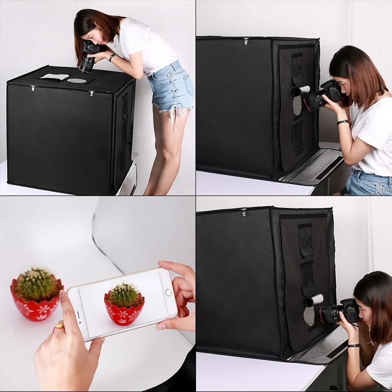  Travor 60*60cm 24 inch portable mini photo studio box softbox 46W 3400LM White Light Photo Lighting