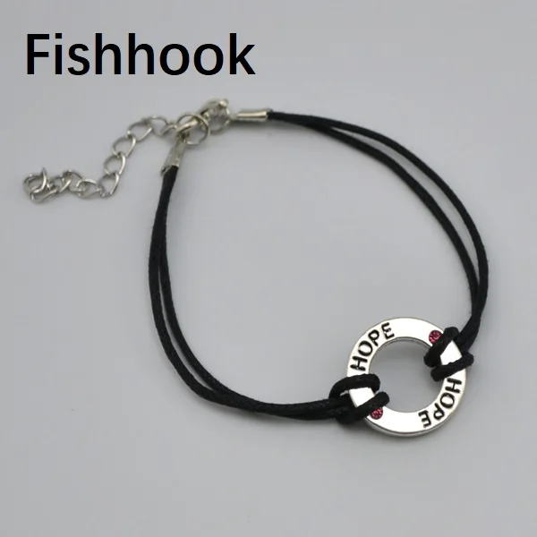 Fishhook Simple Design Black Wax Cord Hope/ Love Hope Faith/ Spirit Word Round Hand-woven Circle Handmade Bracelet | Украшения и