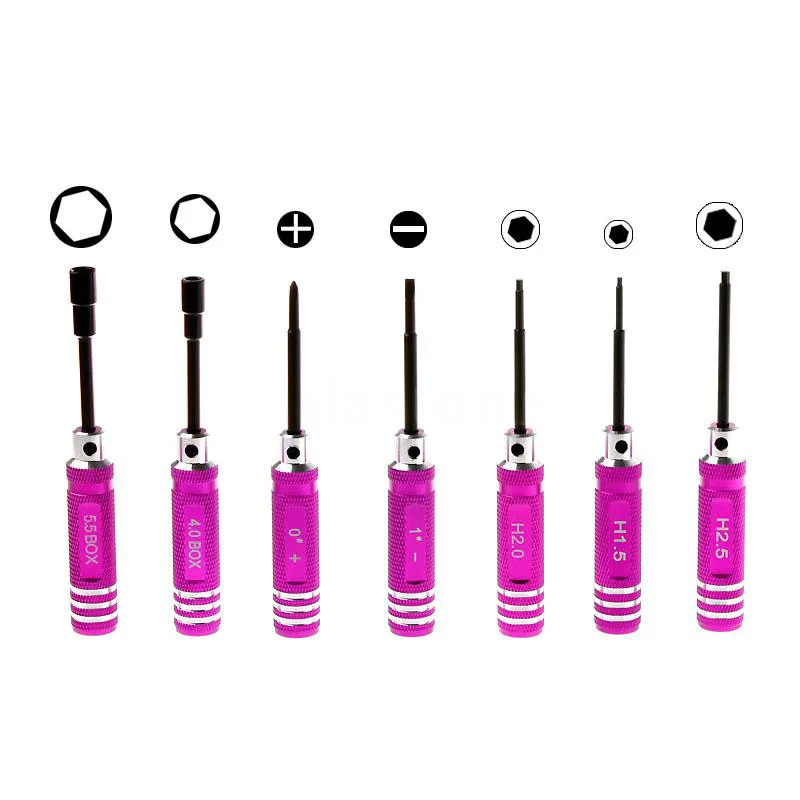 

Popular 7PCS Hex RC helicopter plane Car screw driver tool kit Pink UK STOCK