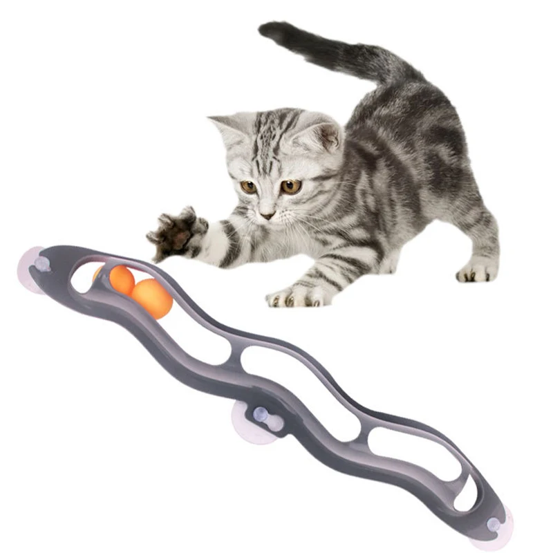 

1pcs Funny Interactive Pet Cat Toy Track Rolling Ball Cat Kitten Play Track Hang On Window Door Pet Training Ball Toys