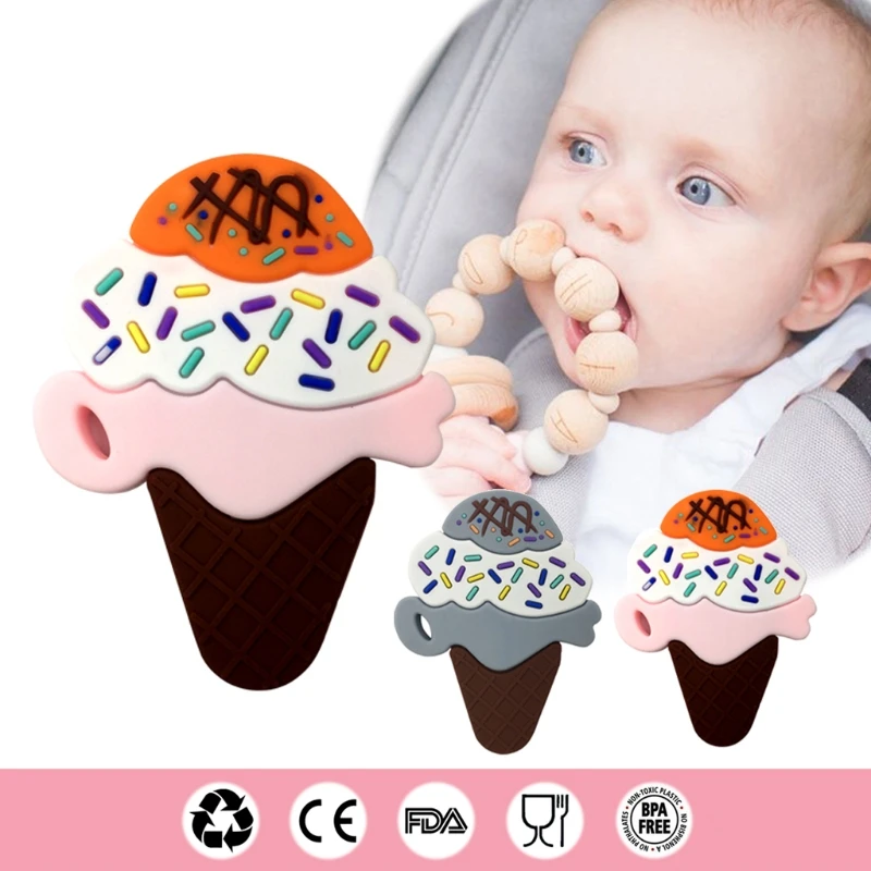 Ice Cream Silicone Teether Baby Nursing Teething Necklace Accessories