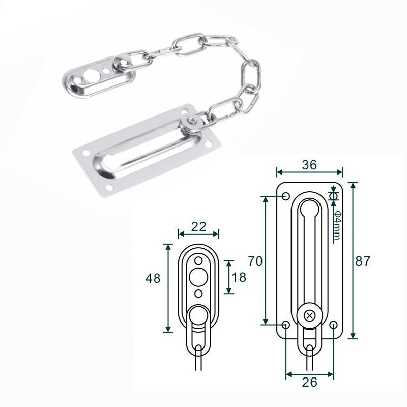 Раздвижные двери замок хромированная дверь замок цепочка, винт безопасности цепи отель офис безопасности цепи ворота шкафа защелки Декоративное Оборудование