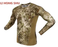 2017 autumn Long Sleeve Military Camouflage T-shirt Men Tactical Army Combat T Shirt Quick Dry Camo Hunt Clothing Casual T shirt stretchy quick dry long sleeve t shirt