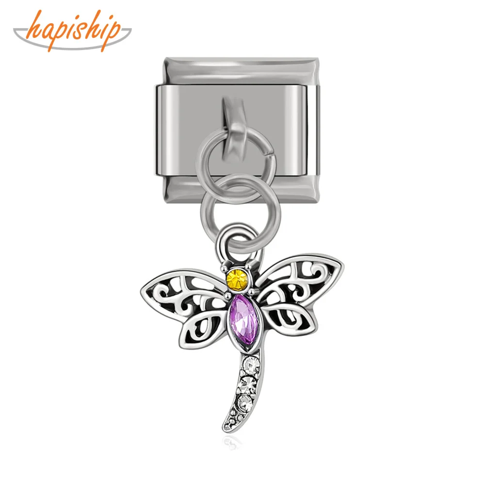 

Hapiship 9mm Width Original Daisy Dragonfly Rhinestone Italian Charm Fit 9mm Bracelet Stainless Steel Jewelry Making DJ147-B