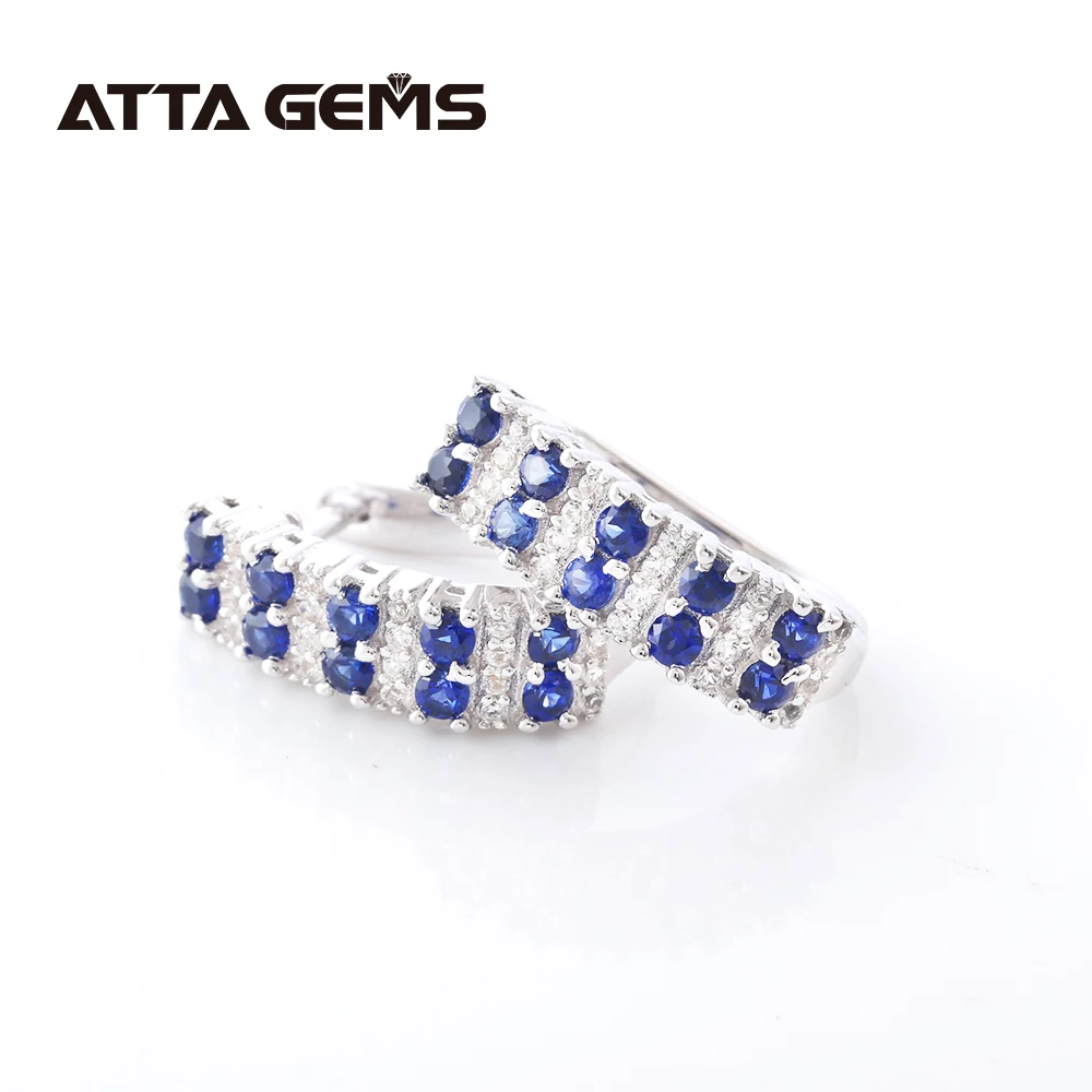 Синие сапфировые серебряные серьги для женщин, хорошее ювелирное изделие, искусственный сапфировый камень, круглая огранка, классический дизайн, женские любимые серьги