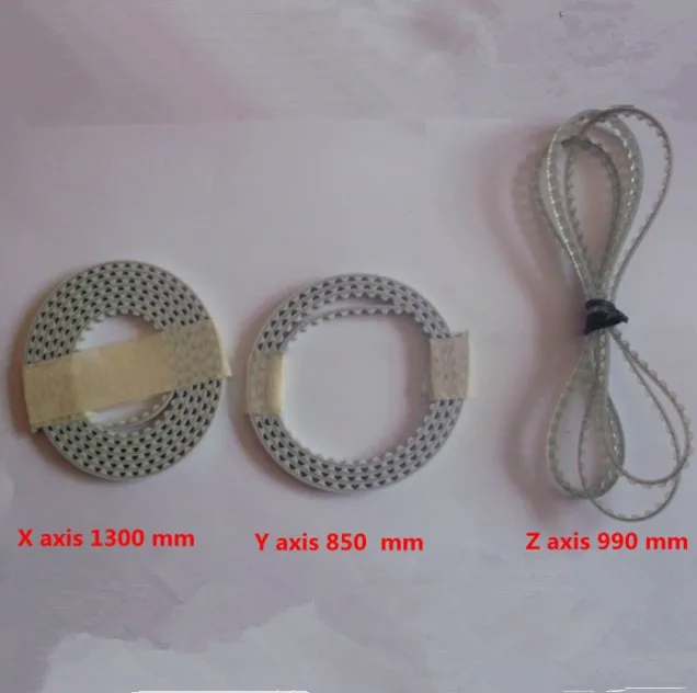 

3 D printer accessory Reprap Mendel X,Y,Z axis T5 synchronous belt kit (3 pcs) X axis: 850 mm Y axis: 1300 mm Z axis: 990 mm