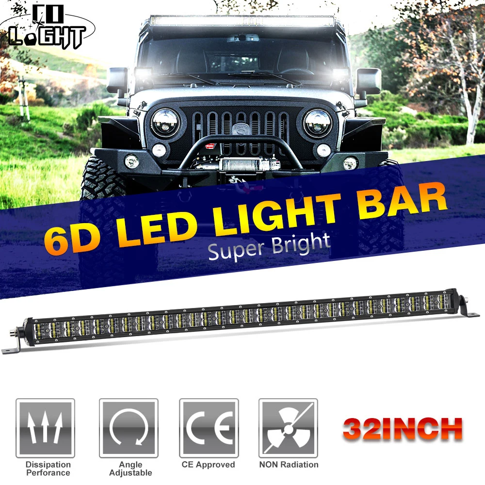 

CO LIGHT 180W Offroad Led Light Bar 6D Combo Beam 32" Led Bar for Tractor Boat 4WD 4x4 Truck ATV 12V 24V Auto Driving Bar Light