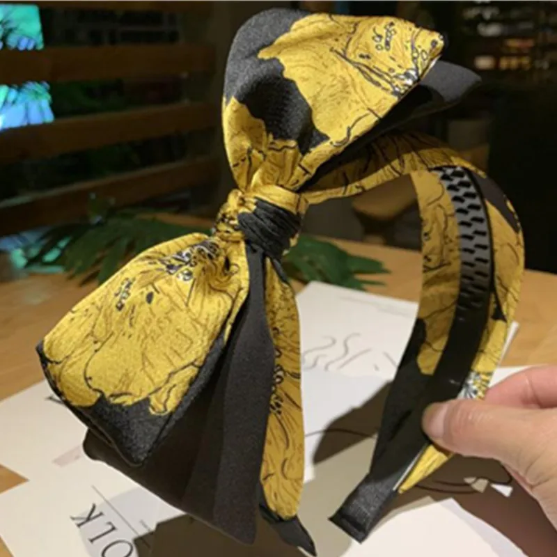 

Big Bow Hairband for Women Flora Print Headband Toothed Not Slip Face Washing Headband Strip Bow Head Band Girls Adult Hairband