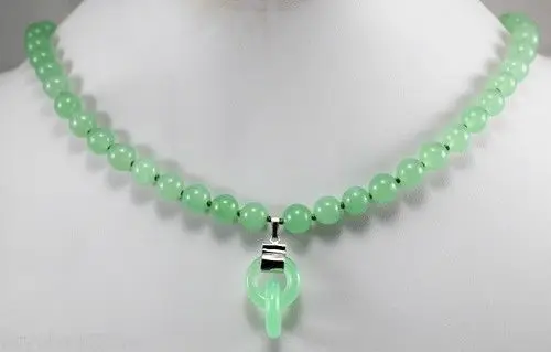 

Free shipping@@@@@ Natural light green jade necklace pendant 18