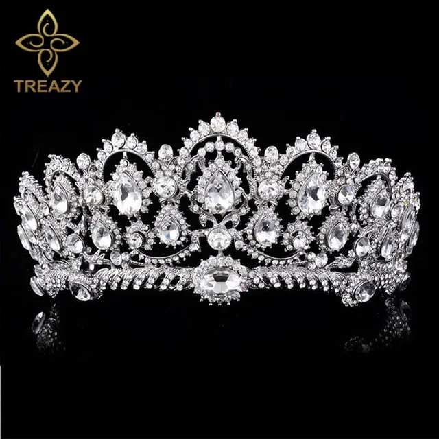 Treazy Diamante Crystal Huge Bridal Tiara Hair Accessories Vintage Treazy Diamante Crystal Huge Bridal Tiara Hair Accessories Vintage Wedding Quinceanera Tiaras And Crowns Pageant
