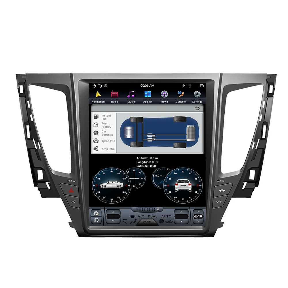 Cheap Android 8.1 4GB RAM Tesla style PX6 Car GPS Navigation For MITSUBISHI PAJERO 2016+ head unit multimedia auto radio tape recorder 7