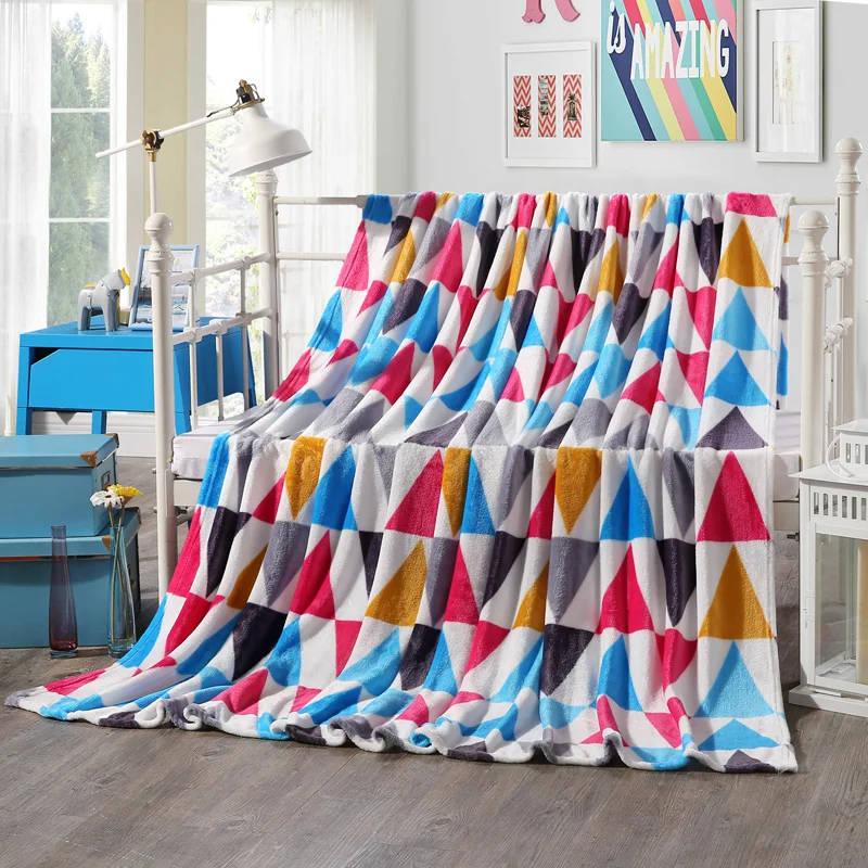 MMK 1pcs Beddom Bed Blanket Printed Soft Flannel Blanket Many Size
