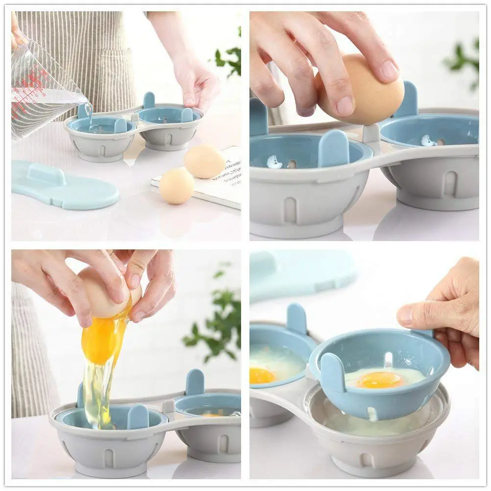 Микроволновая печь яйцо браконьер кухонная посуда двойная чашка двойной пещера высокой емкости дизайн яйцо плита Ultimate коллекция яйцо
