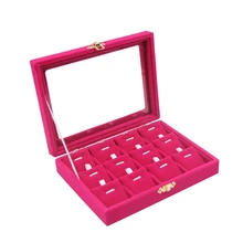 12 слотов розово-Красного цвета ювелирные изделия дисплей кольца или подвесной органайзер показать футляр для хранения оптом
