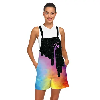 

Jessingshow Summer Playsuits 3D Printing Rompers Women Jumpsuits 2019 Female Sleeveless Overalls Pockets Shorts Plus Size