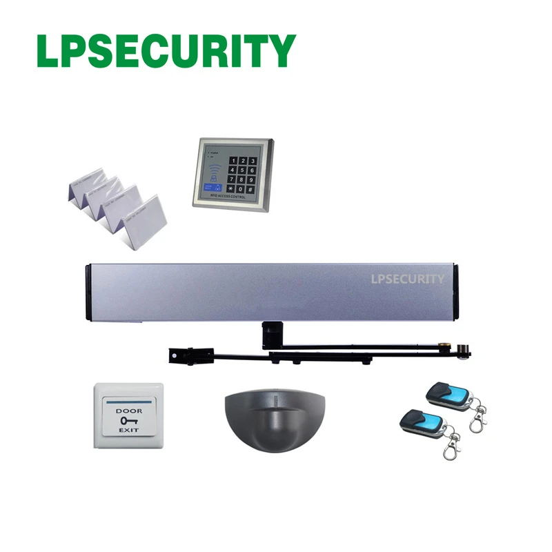 LPSECURITY microwave motion IR sensor Remote control Automatic Swing Door gate Opener single leaf 100kg loading weight kit 2