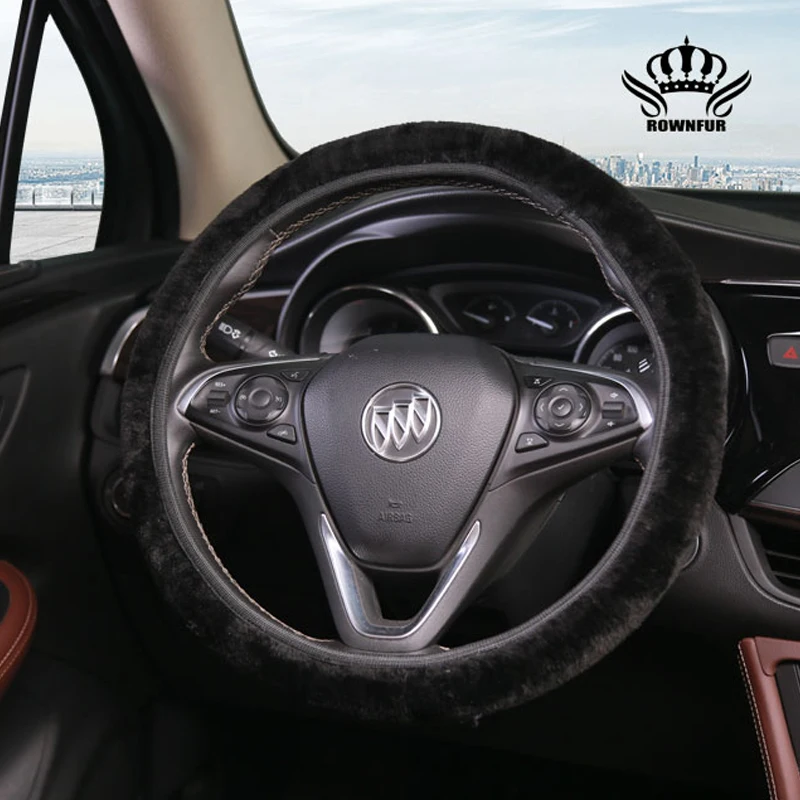 Universal Steering-wheel faux fur Steering Wheel Cover Genuine 5 colors black yellow gray white brown leather steering wheel Universal Steering-wheel faux fur Steering Wheel Cover Genuine 5 colors black yellow gray white brown leather steering wheel