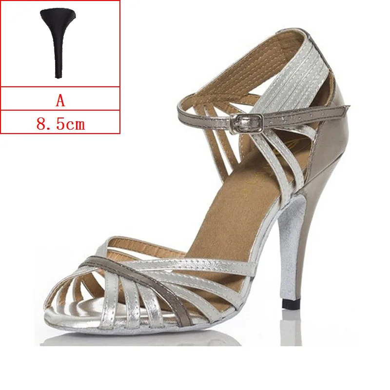 Обувь для латинских танцев с блестками; женская обувь для сальсы; женская обувь для бальных танцев; Sadals; кожаная обувь с открытым тонким каблуком для девочек; JYG815 - Цвет: A