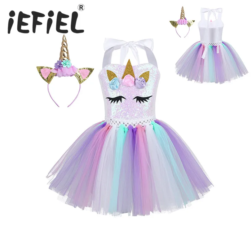 

Sequins Girls Sleeveless Flowers Applique Princess Fancy Dress Up Party Dress Birthday Cosplay Costume Princess Tulle Tutu Dress