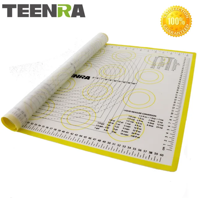 Best Offers TEENRA 1PCS 66*46cm Non Stick Rolling Dough Mat Silicone Baking Mats And Liners Oven Silicone Pastry Mat Bakeware cozinha