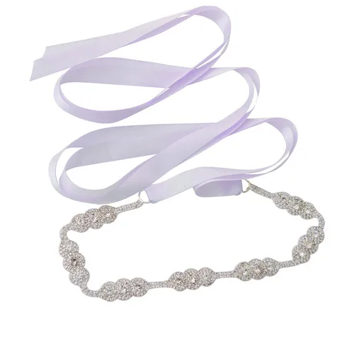 TRiXY S215 Свадебные ремни с кристаллами серебряные стразы пояс для свадебного платья формальный свадебный пояс, лента аксессуары для свадебного платья - Цвет: lavender