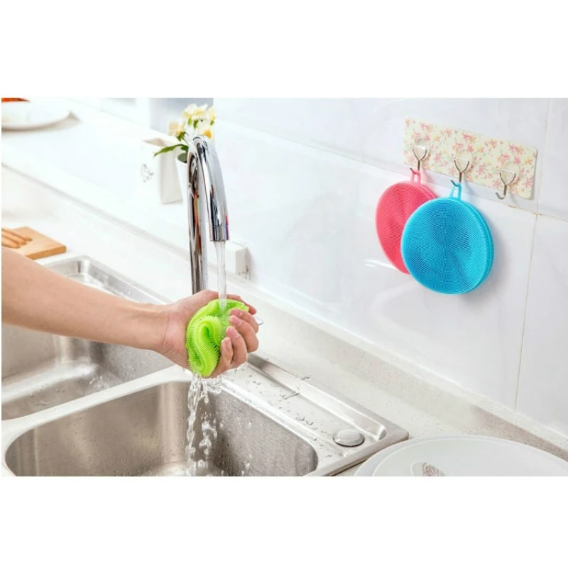 Escova de limpeza de cozinha de silicone, esponja de lavar louças, esponja mágica de lavar louças, tigela, escovas domésticas