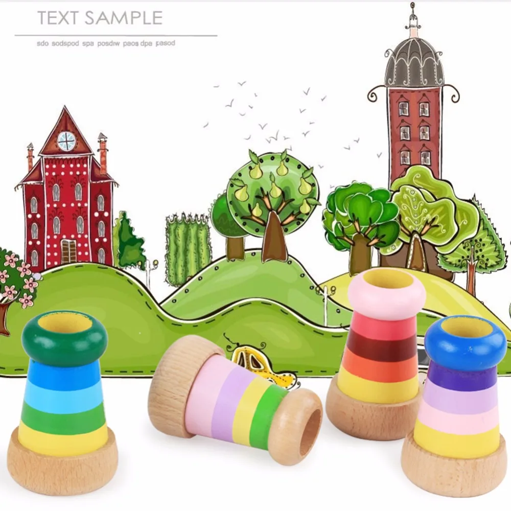Деревянный волшебный калейдоскоп, обучающая игрушка для детей, обучающая игрушка-пазл для малышей, новинка, игрушка в подарок, случайный цвет