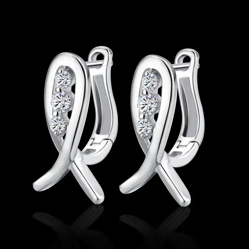 2017 Бесплатная доставка украшений женский рыбы декор циркон серебряные серьги женские рыбы популярный стиль серьги и ухо клип