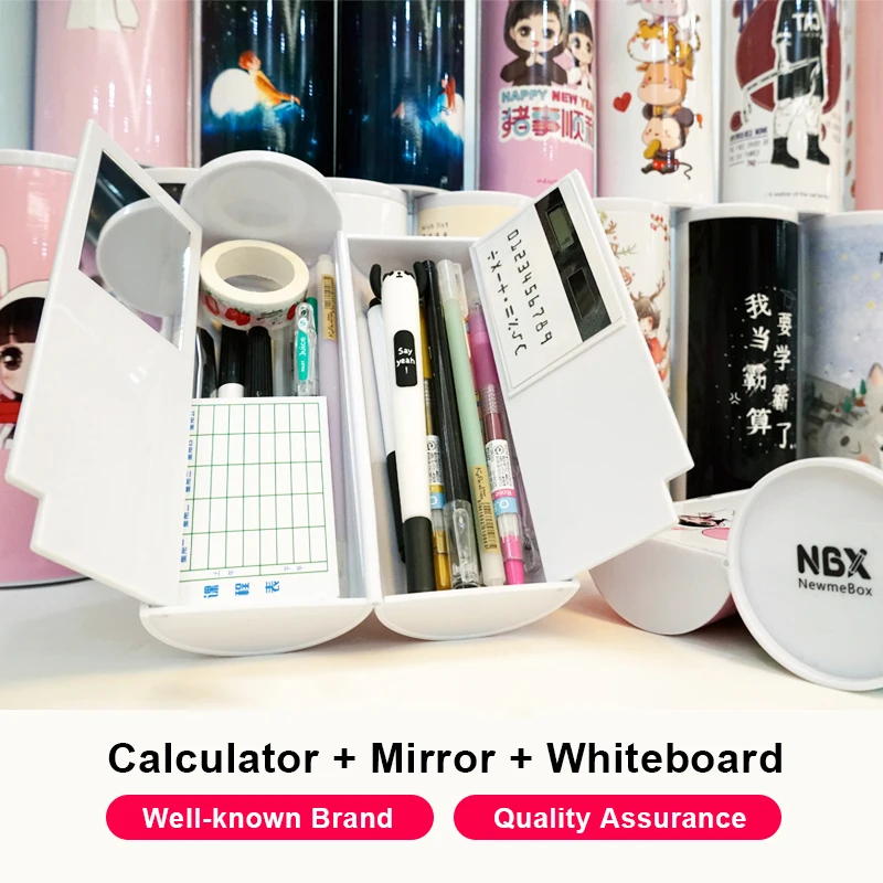 Чехол для карандашей, канцелярская коробка, держатель для ручек, высокотехнологичная многофункциональная японская школьная сумка для карандашей с калькулятором, зеркалом, большой вместительностью