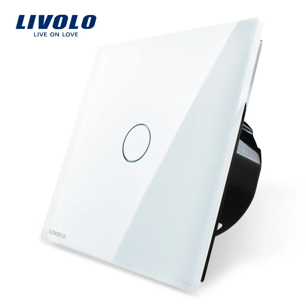 Livolo Luxury White Crystal Glass Wall Switch Touch Switch EU Standard VL C701 11 220 250V
