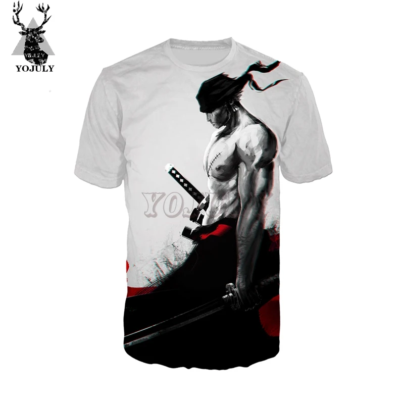 YOJULY/Повседневная футболка унисекс с 3D-принтом аниме Roronoa Zoro Sword круглым вырезом