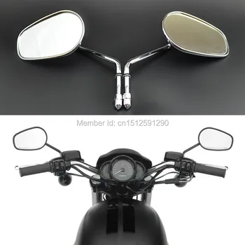 

Chrome Oval Rearview Mirrors Fits forHarley Softail Dyna Sportster Touring Cruiser Springer Heritage Classic Free Shipping