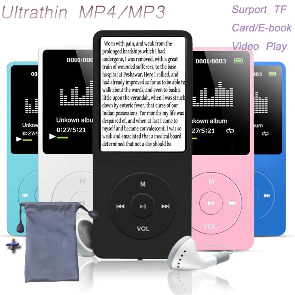 

New 70 Hours Playback MP3 MP 4 Lossless Sound Music Player TXT E-book FM Recorder TF Card Support Up to 128GB Droship