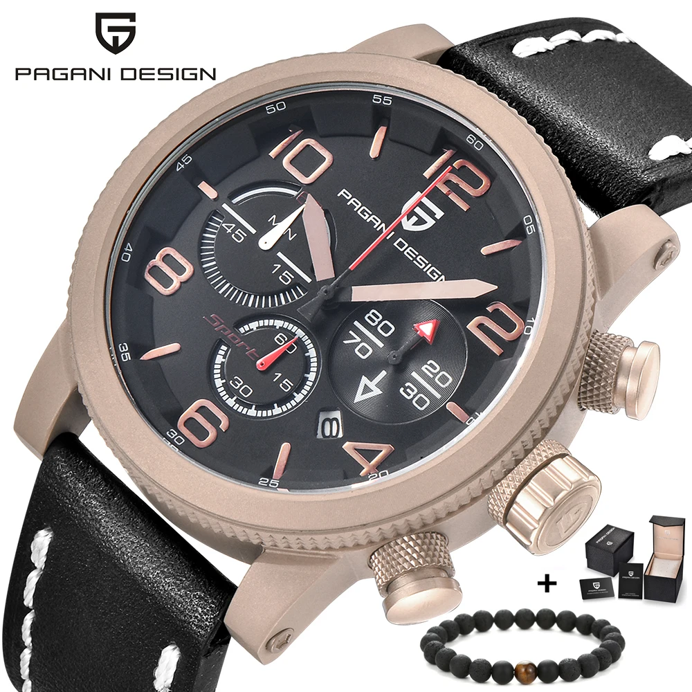 

PAGANI Design Luxury Brand Men's Sport Leather Chronograph Quartz Watch Waterproof Army Military Wristwatches Relogio Masculino