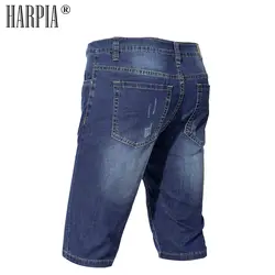 HARPIA Лето Для мужчин повседневные джинсы шорты мужские хлопок тонкий отверстие Джинсовые шорты тонкий плюс Размеры по колено эластичные