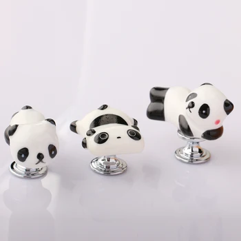 Lovely Cartoon Panda Shape Cabinet Door Knobs, Kids room furniture Drawer Dresser Ceramic Knob Pulls Handle lovely cartoon ceramic children room furniture samll flower dog drawer shoe cabinet dresser door handles knobs kinds knobs