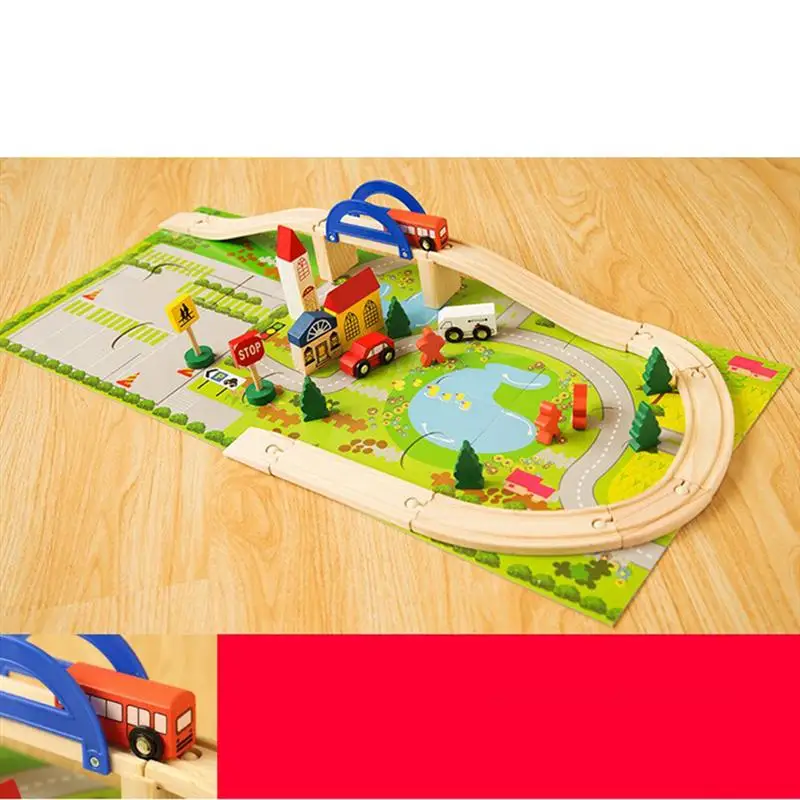 40 шт. деревянные креативные поезда красочные эстакады игрушка рельс дорожное движение сцена игрушка для ребенка