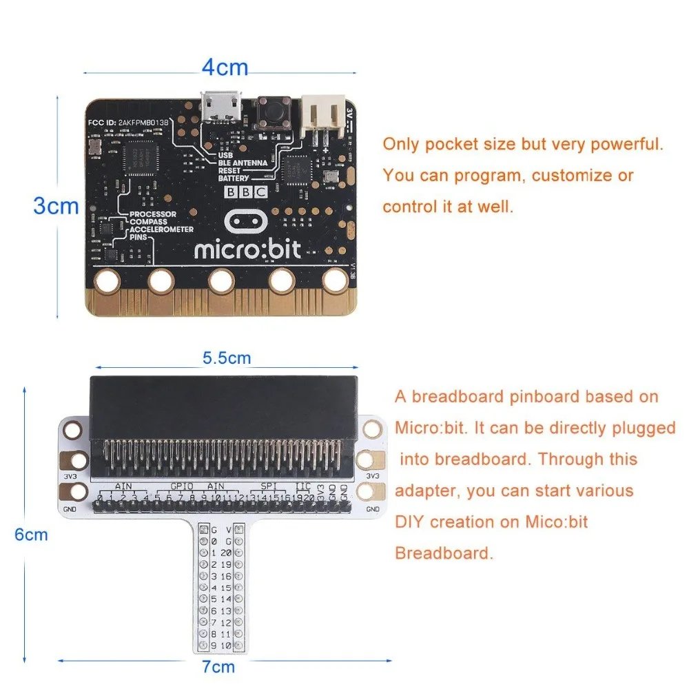Для BBC Micro: bit microbit материнская плата микроконтроллер и макетная адаптер для