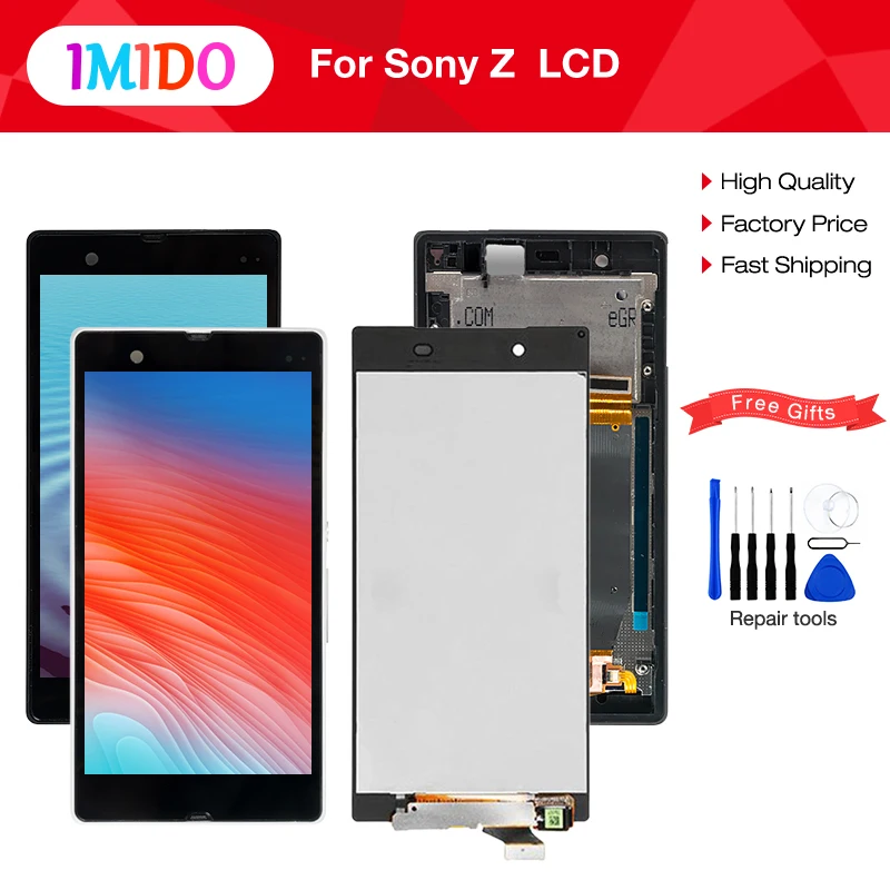 

100% Tested Display For SONY Xperia Z LCD Touch Screen With Frame For SONY Xperia Z Display Replacment L36H C6603 C6602 C6606