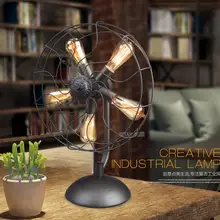 Лофт ретро настольные лампы творческих индустрий в Американская деревня Tieyi спальня лампа вентилятор