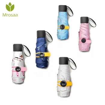 

Mrosaa Women Rain UV Protect Umbrella Ultra-light Mini Pocket Cute Compact 5 Folding Sun Uv Rain Gear Parasol Anti Small Travel