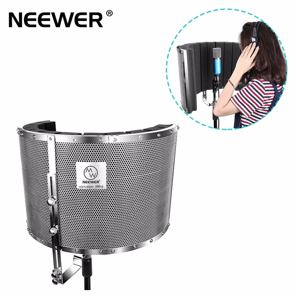 

Neewer Microphone Isolation Shield Absorber Filter Lightweight Aluminum Panel, Thick Soundproofing Foams, Mic Stand 5/8" Thread