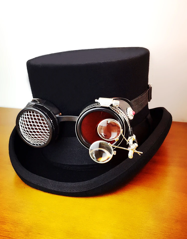 Gear DUKE стимпанк Шляпа Шестерни очки Готический викторианский Косплей Fedora Top Heawear