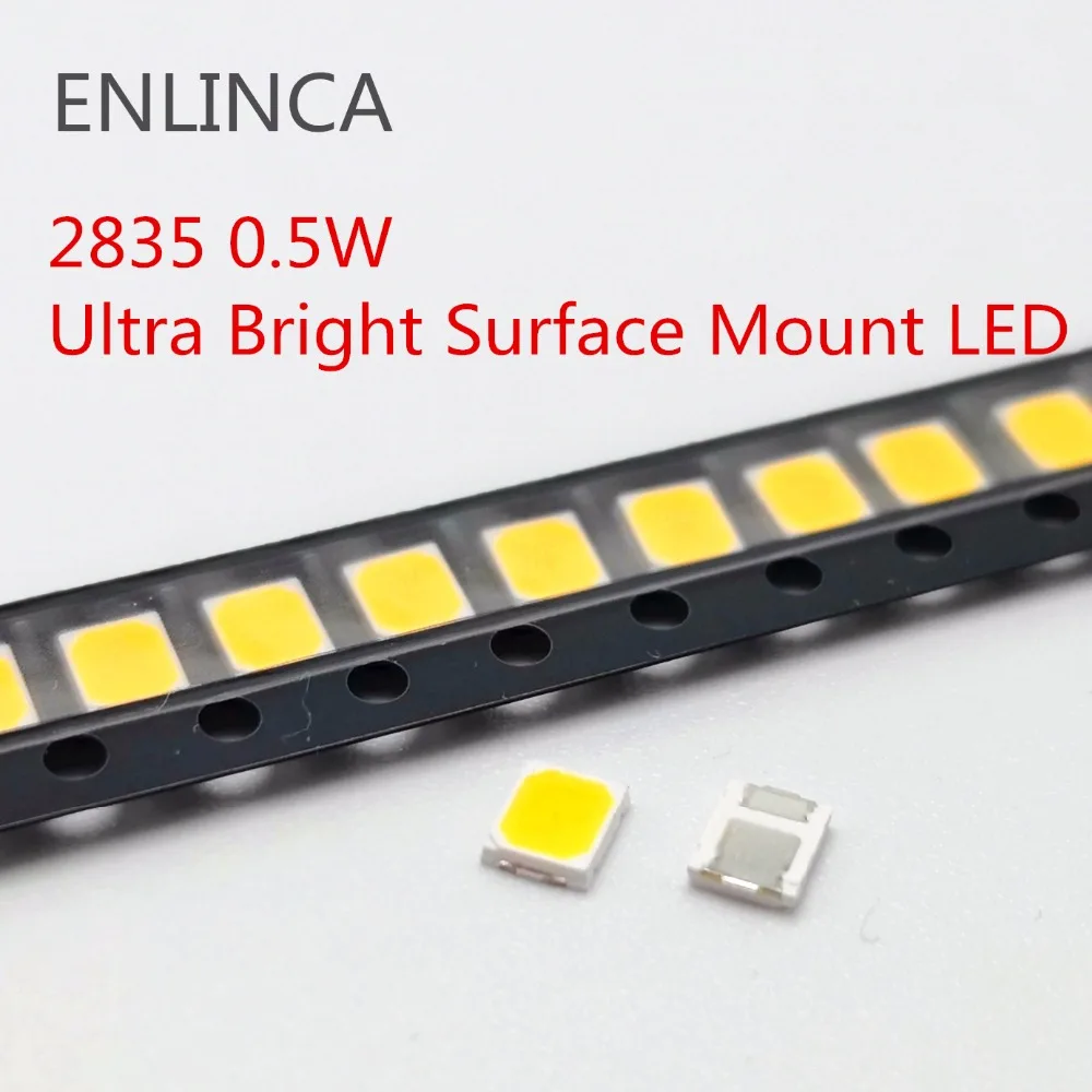 100 шт. SMD LED 2835 теплый холодный белый Чип 0 5 Вт 3 6 В мА 45 50 лм сверхъяркий
