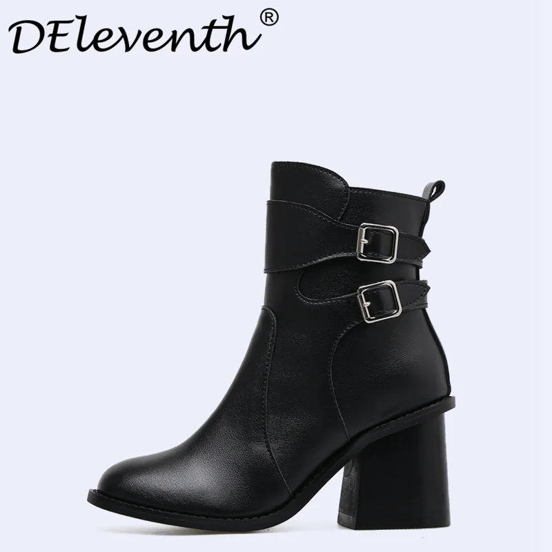 

Sexy Boots women 2017 winter Zipper Shoes Pointed Toe Block Heel High Heels Outdoor Casual Shoes Sapato feminino Ankle Boots