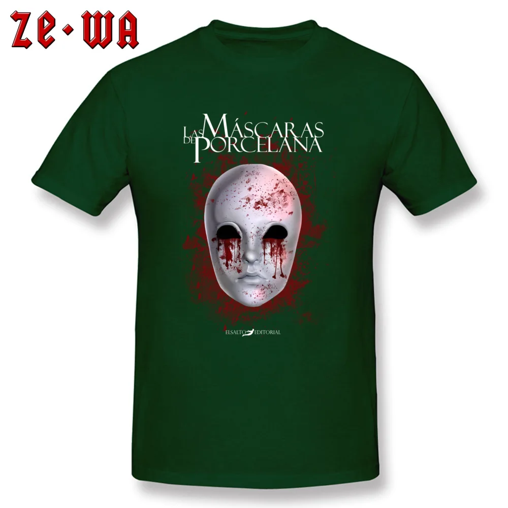 Las mscaras de porcelana T Shirts Short Sleeve Casual Brand Men Summer T Shirt Casual Tees Round Neck Cotton Free Shipping Las mscaras de porcelana dark
