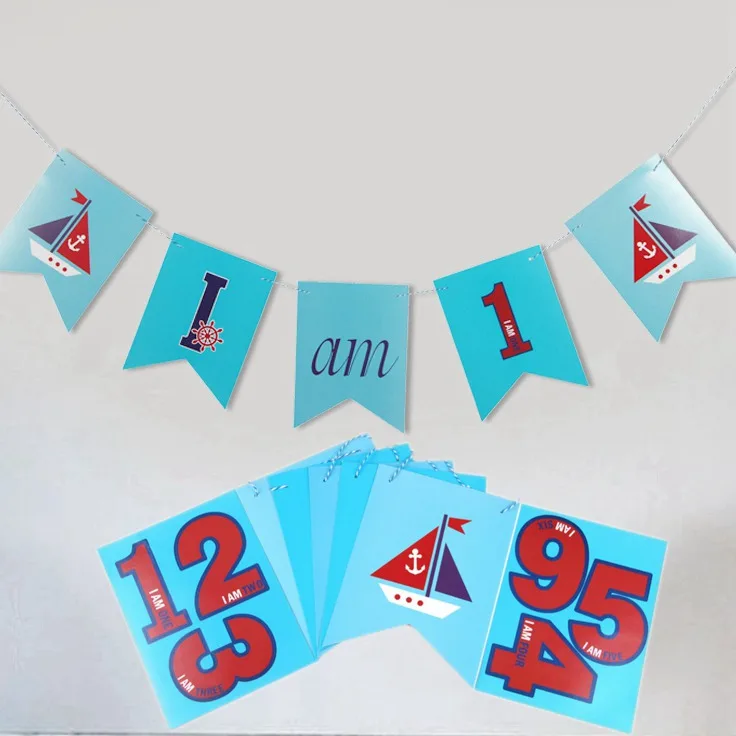 Морской баннер на день рождения, включая 1-6 цифр, вырезы на 1-й, 2-й, 3-й, 4-й, 5-й, 6-й день рождения для маленьких мальчиков, маленькие матроски, вечерние